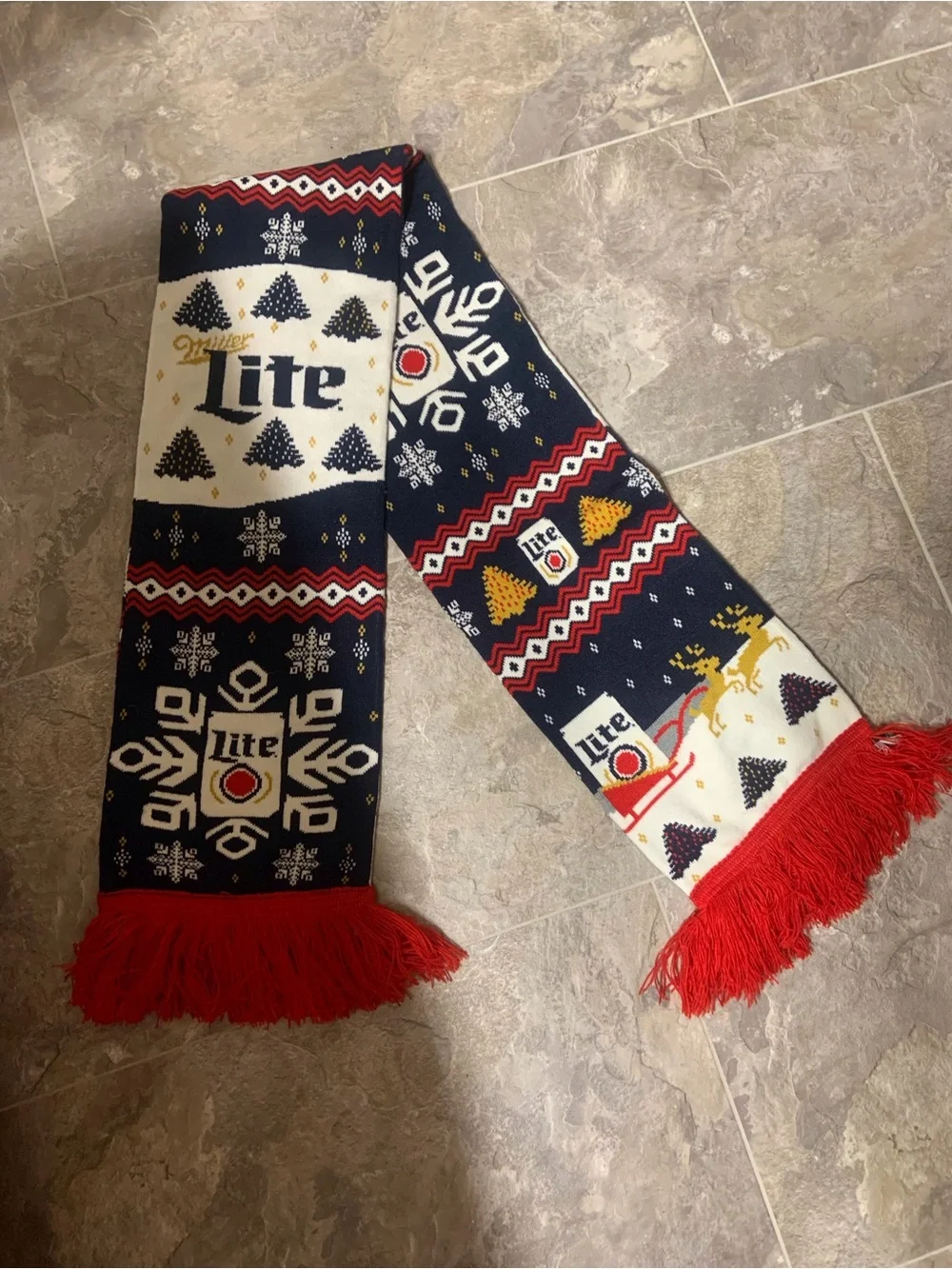 Miller Lite Holiday Ugly Sweater Knit Scarf Beer